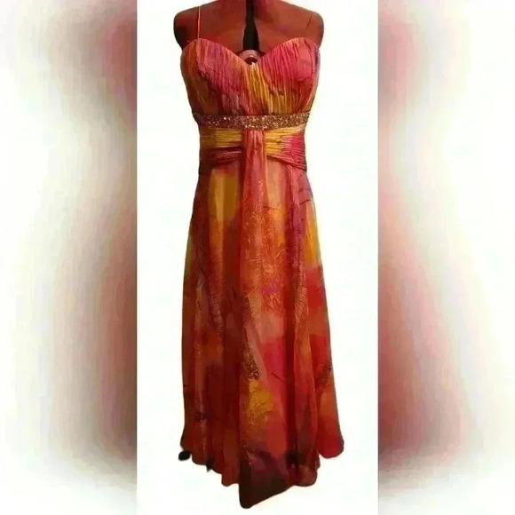 Tony Bowls Paris | Gorgeous Gown in Pinks and Oranges Size 16 - Picture 2 of 10